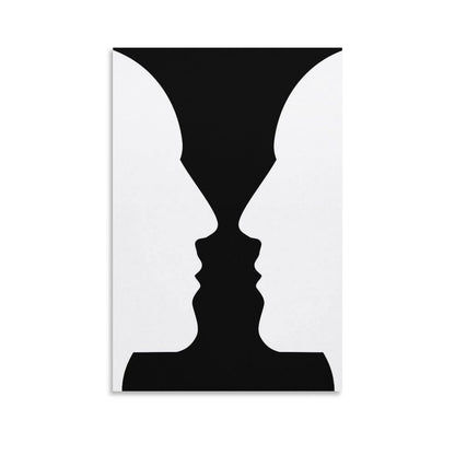Optical Illusion Vase Faces Canvas Printing Wall Art Prints Posters Black And White Minimalist Scandinavian Wall Decor for Living Room Bedroom Office Study Classroom Modern Home 12x18inch(30x45cm)