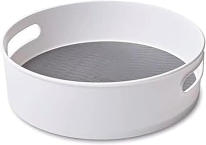 Copco 12 Inch Non-Skid Lazy Susan Turntable Organizer for Cabinet, Kitchen, Pantry, Bathroom - Smooth-Glide Rotating Storage with Raised Rim and Handles