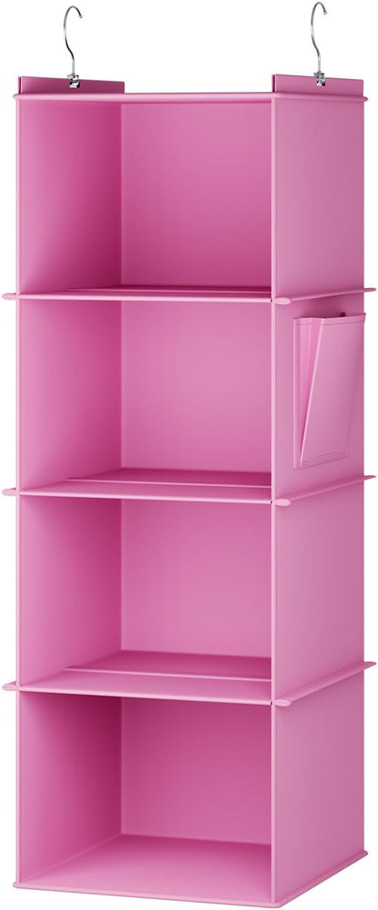 YOUDENOVA Hanging Closet Organizer, 4-Shelf Closet Hanging Storage Shelves