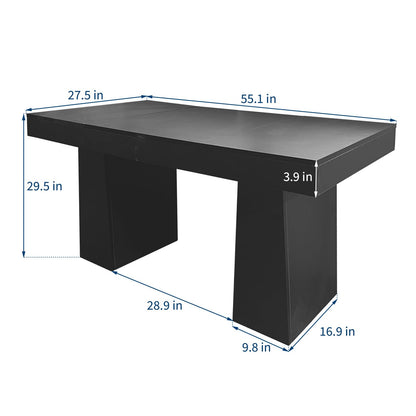 Garvee 55" Executive Desk, Mid-Century Modern Home Office Desks with Double Trapezoid Base, Wood Computer Desk Business Furniture Workstation Writing Table Conference Table, Black