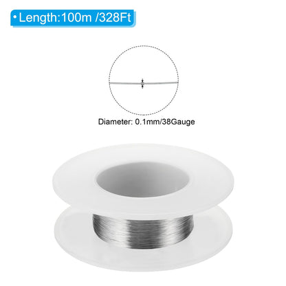 PATIKIL 304 Stainless Steel Wire, 328 Ft 0.1mm 38 Gauge Jewelry Wire Craft Wire Soft Beading Wire for Jewelry Making Bracelets Beading DIY Crafts, Silver