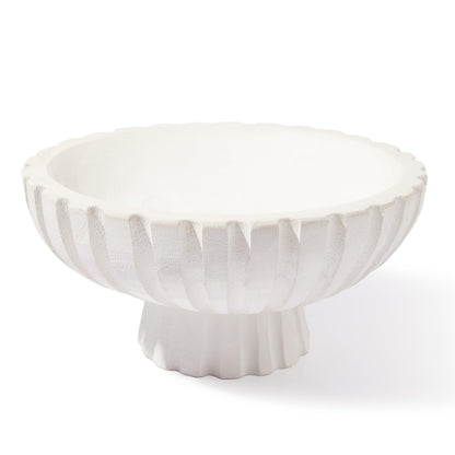 DN DECONATION White Wooden Decorative Bowl with Stand, 11.22" Wood Fruit Candy Key Holder Bowl for Centerpiece Home Room Decor Farmhouse Shelf Coffee Table Entryway