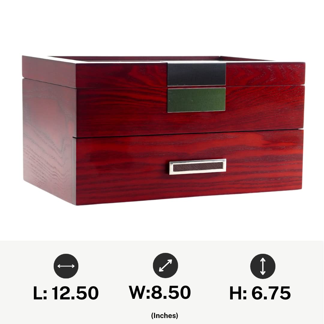 Decorebay Cherry Oak Wood 20 Slot Watch display case and Jewelry Box Storage Organizer (Darling)