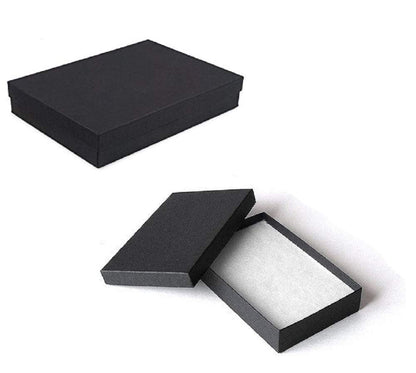RJ Displays 10 Pack Cotton Filled Matte Black Jewelry Gift Boxes, Cardboard Jewelry Packaging Boxes for Necklaces, Bracelets and Watches, Retail Display Gift Boxes Size 7 x 5 x 1-1/8 Inch