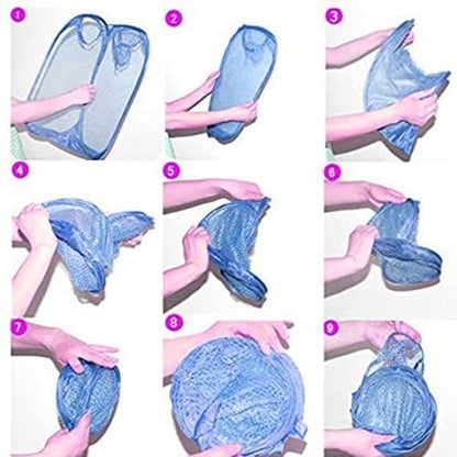6pcs Foldable Pop Up Mesh Washing Laundry Basket Bag Bin Hamper Toy Tidy Storage