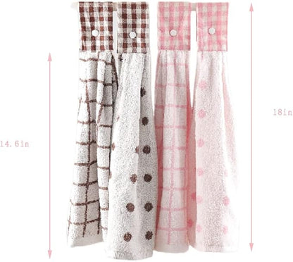 2 Pcs Kitchen Cotton Classical Striped Towel Absorbent Towel Hanging Towels