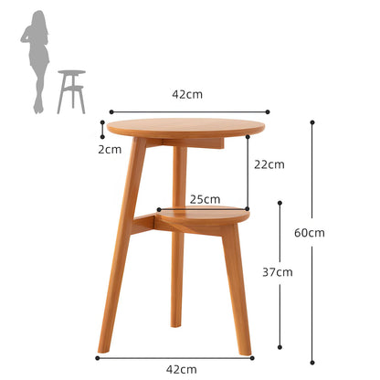 Towood Lifee Side Table, Small Round End Table with 2-Tier Shelf, Solid Wood Nightstand for Small Spaces, Mid Century Modern Accent Table for Living Room Bedroom, Natural
