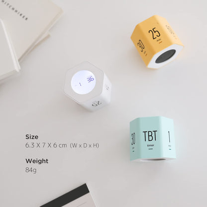mooas Multi-Hexagon Clock Cube Timer, Digital Clock Time Timer, Pomodoro Timers, Backlit Display 12/24H Mode Count up & Countdown, Rotating Various time presets ideal for Classroom Gym Kitchen (White)