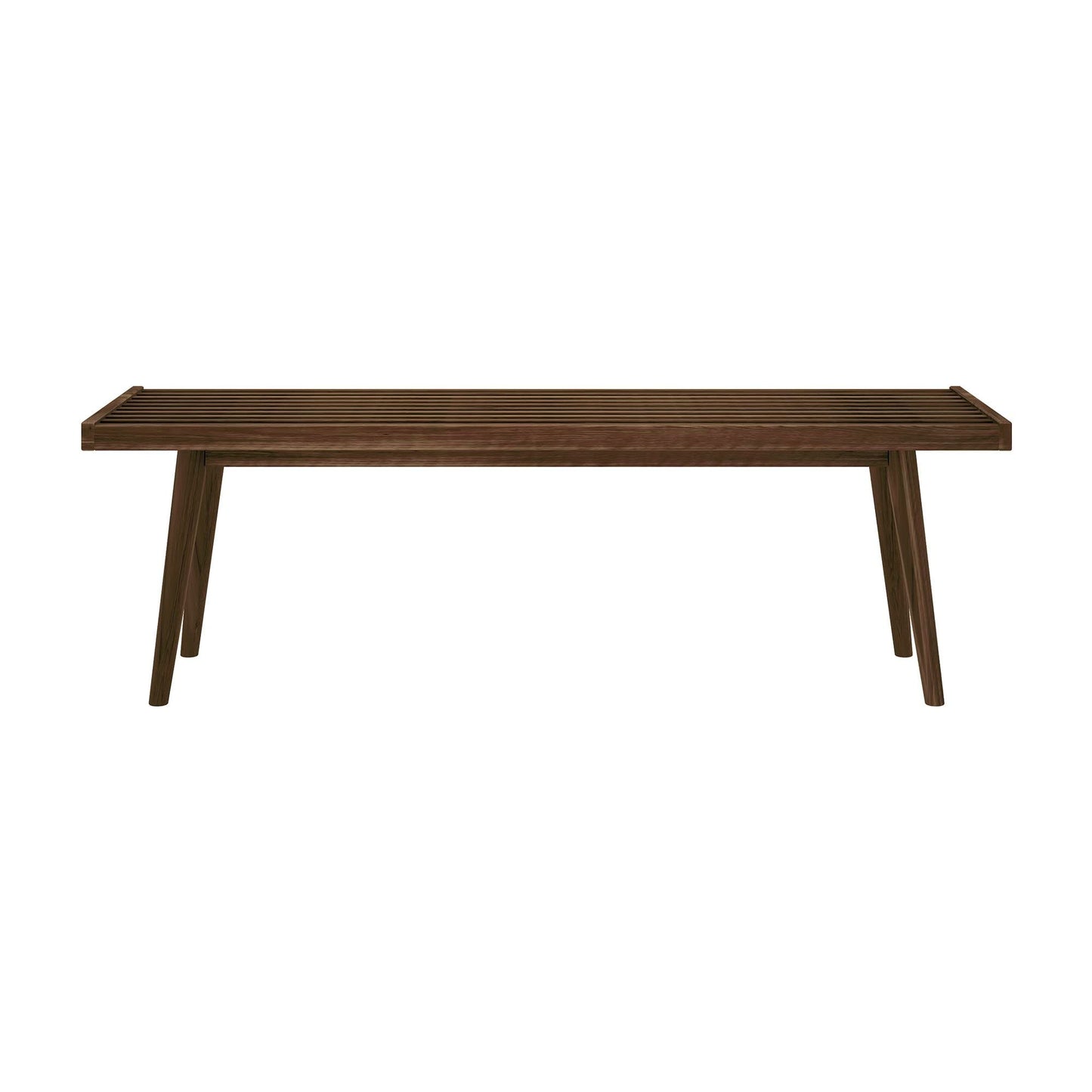Plank+Beam Entryway Bench, Wooden End of Bed Bench for Bedroom, Mid-Century Modern Square Bench for Hallway, Living Room, Indoor, Porch, 56.25", Walnut