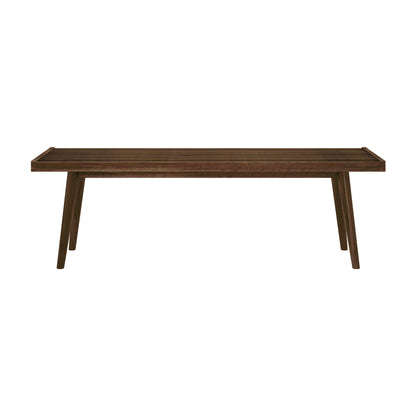 Plank+Beam Entryway Bench, Wooden End of Bed Bench for Bedroom, Mid-Century Modern Square Bench for Hallway, Living Room, Indoor, Porch, 56.25", Walnut
