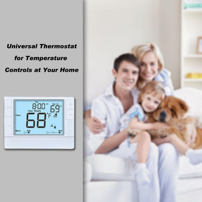 Programmable Thermostat, Thermostat for Home HVAC Systems,Multi-Stage, 2 Heat/2 Cool, White Backlight
