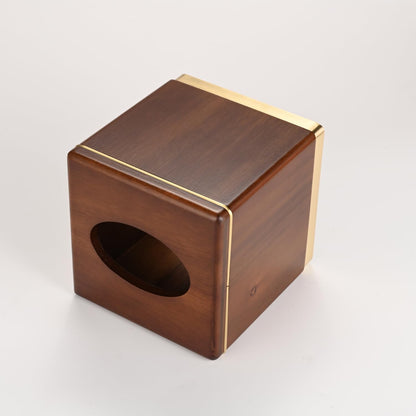 MIHIRO Acacia Wood Tissue Box Cover Square Wooden Facial Tissue Holder, Standard Size for Living Room Bedroom Dresser Hotel Bathroom Vanity Counter Office Desktop, Walnut Brown (Chestnut)