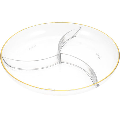Amosfun 10 Inch Snack Plate PET Material Divided Round Fruit Serving Tray with 3 Compartments Halloween Christmas New Year Party Supply
