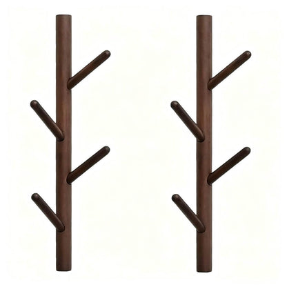 VAWNKUKN Tree-Shaped Wall Mounted Coat Rack (2-Pack) Vertical Hat Rack for Wall, Space-Saving Coat Rack Wall Mount for Entryway, Bedroom, Clothes Rack Wall Mount (Dark Brown)