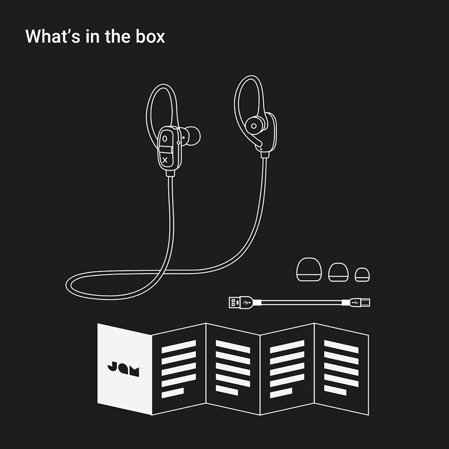 Bluetooth Wireless Earbuds Secure Ear-hook, 7 Hour Playtime, 30 Foot Range, Hands-Free Calling, Sweat Resistant JAM Live Large Earphones Blue