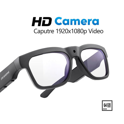 OhO Smart Glasses with Full HD Camera & Open Ear Bluetooth Speaker Headphone,Built in Memory,for Men Women