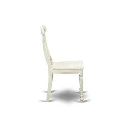 East West Furniture KEC-LWH-W Kenley Dinette Chairs - Napoleon Back Solid Wood Seat Kitchen Chairs, Set of 2, Linen White