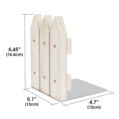 J JACKCUBE DESIGN White Rustic Wood Bookends Set of 2, Decorative Farmhouse Bookend for Heavy Books Magazine DVD on Desk Table Shelf - MK708A