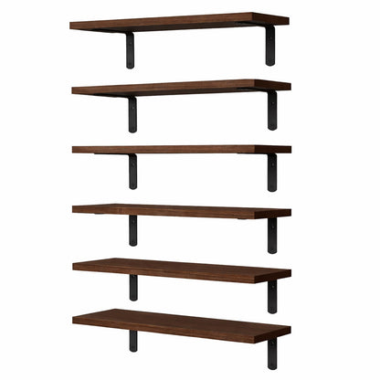 StorelySpace Floating Shelves Set of 6, Wooden Floating Shelves for Wall Decor, Farmhouse Shelf for Bedroom, Wall Mounted Bathroom Storage Shelves, Floating Book Shelves for Living Room