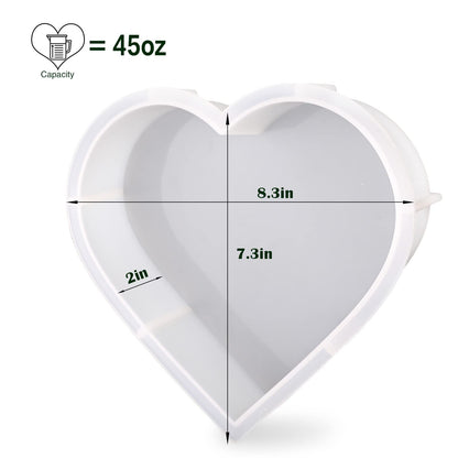 Large Silicone Molds for Resin, Heart Resin Mold, Epoxy Resin Molds for Flowers Preservation, Resin Art Casting, DIY Wedding, Valentine, Home Decors (8.3'' x 2'')
