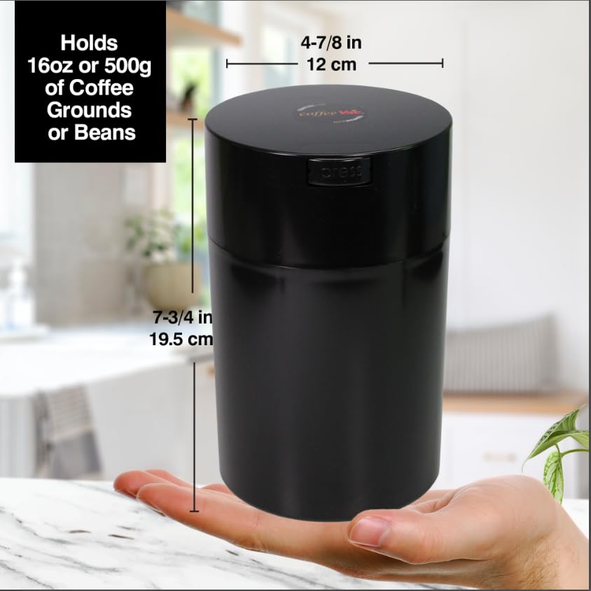 Coffeevac 1LB – Patented Airtight Container | Multi-use Vacuum Container Works as Smell Proof Containers for Ground Coffee and Coffee Bean Containers. White Floral