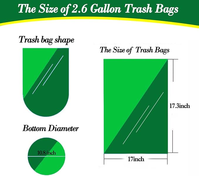 Hommaly 2.6 Gallon 120 pcs Small Clear Trash Bags, Strong 2.5 Gallon Garbage