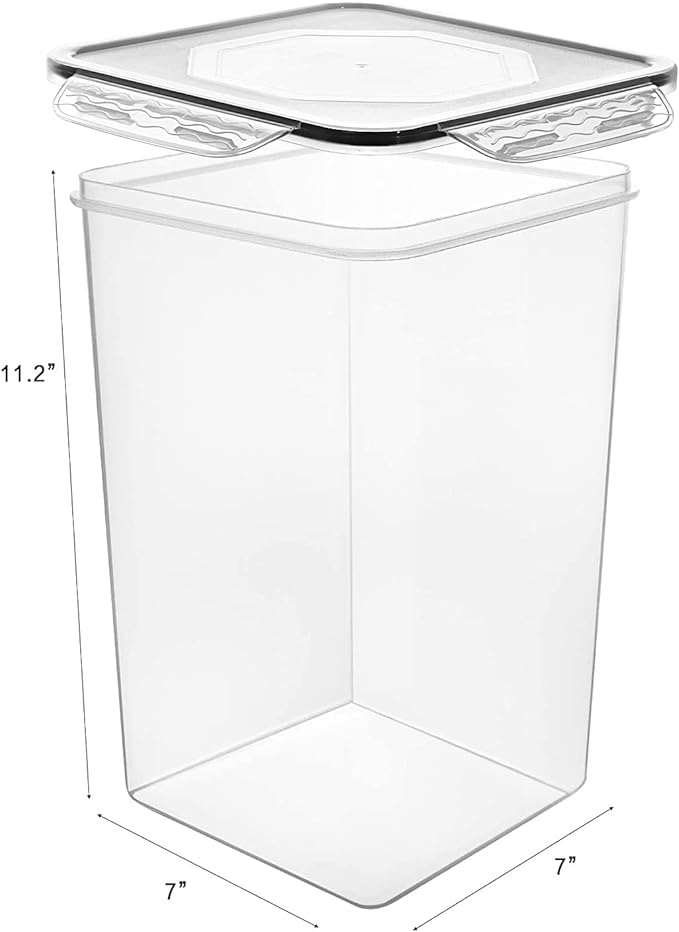 M MCIRCO Extra Large 7qt / 6.5L/220oz Tall Food Storage Containers, WIDE & DEEP, 4-Piece Plastic Airtight Kitchen Pantry Storage Containers for Flour, Sugar,20 Labels