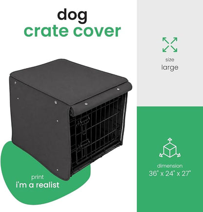 Molly Mutt I'm a Realist Dog Crate Cover, 100% Cotton Canvas Cover with 2 Roll-Up Panels, Ideal for Dog or Cat Crate, Durable, Washable, and Free of Harmful Chemicals, 36" x 24" x 27"