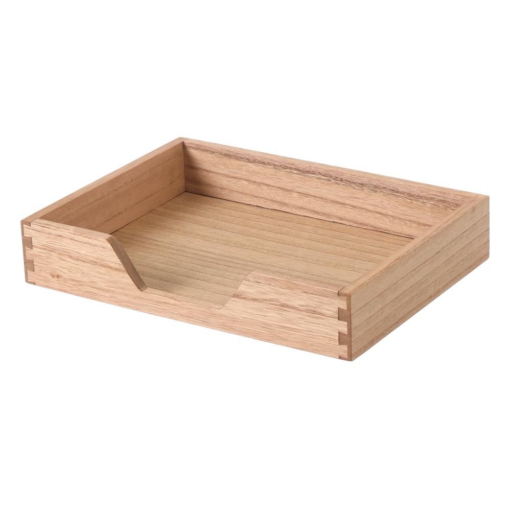 DDYURI Wood Letter-Size Tray for Office Desktop Organizer - Wooden Front-Load Documents Tray for Mail, Paper, File, Magazine, Pen,Notebook Storage Paper Holder Trays Light(DGTU-LT)