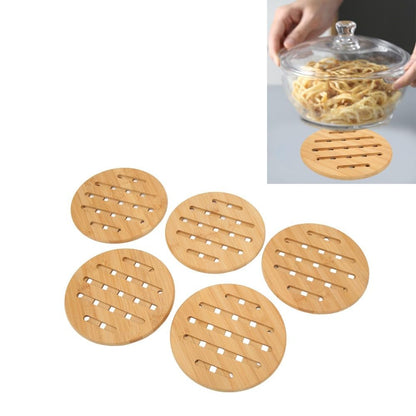 Anu Limen 5 Pcs Wooden Trivet Set - Heat Proof Hot Pads for Pots and Bowls, Non-Slip Insulation Mats for Kitchen Table Protection(Round)