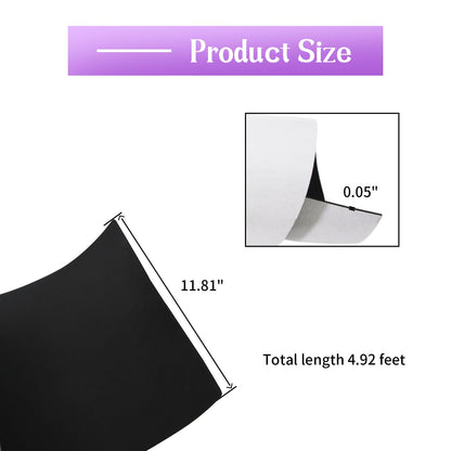 MXCELL Foam Sheets with Adhesive Backing, 11.81 in x 59 in x 1/16 in Black Closed Cell Neoprene Cushion Mat EVA Foam Insulation Padding Soundproof Sheet Rolls for Crafts DIY Projects, Easy to Cut
