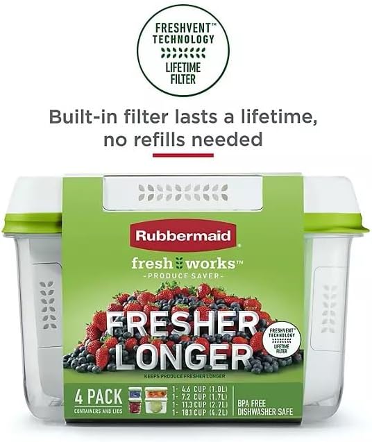 Rubbermaid FreshWorks Produce Saver, Medium and Large Storage Containers