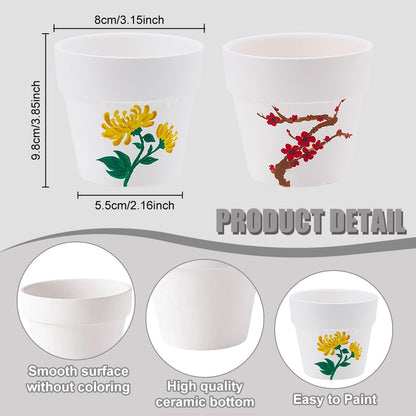 WEBEEDY 4 Sets DIY Ceramic Succulent Pots Paint Kit for Adults Beginner DIY Paintable Ceramics Pots with Butterfly Flower Stencils, Paints, Brushes, Palettes Paint Your Own Pots for Home Decor