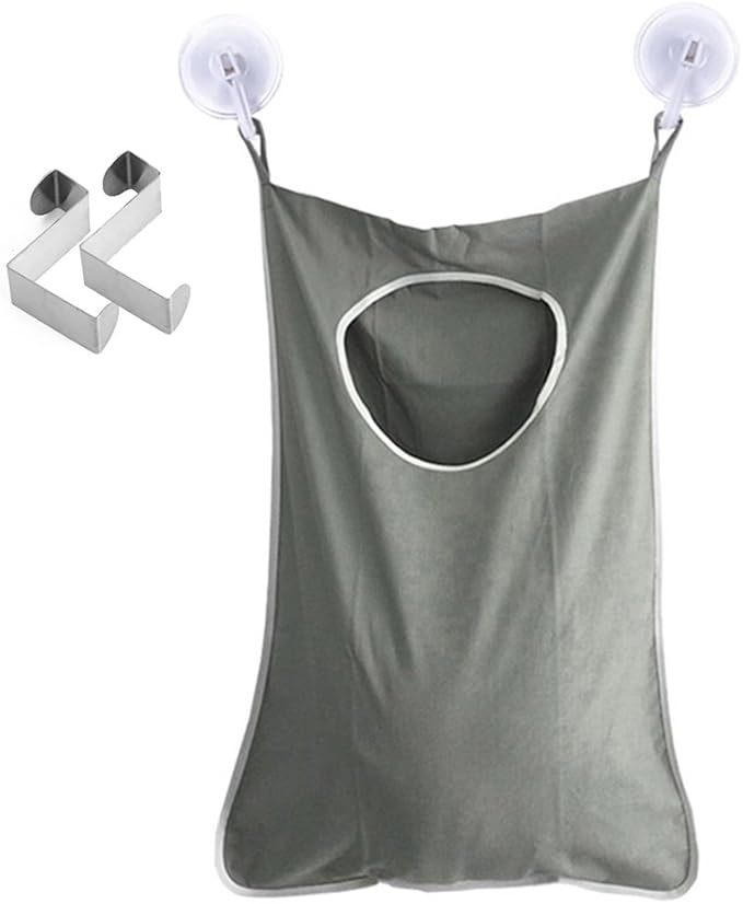 Oxford Fabric Space Saving Door-Hanging Laundry Hamper Bag + 2 Stainless Steel