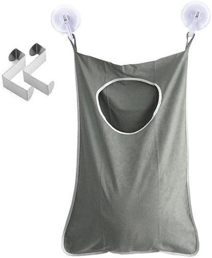 Oxford Fabric Space Saving Door-Hanging Laundry Hamper Bag + 2 Stainless Steel