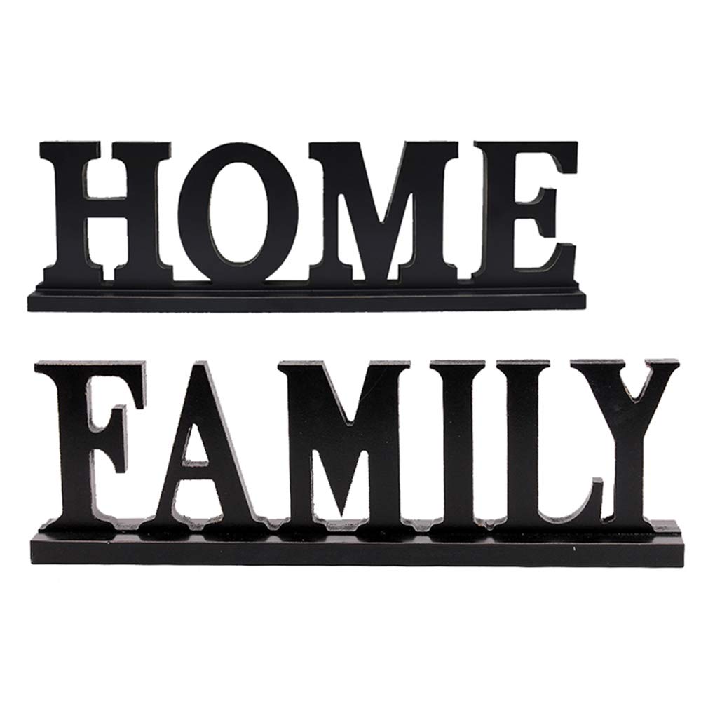 Wooden Family Sign - Free Standing Home Decor Letter Sign Cut Out Tabletop Fireplace Mantel Centerpiece Decoration