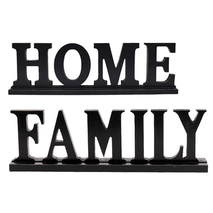 Wooden Family Sign - Free Standing Home Decor Letter Sign Cut Out Tabletop Fireplace Mantel Centerpiece Decoration