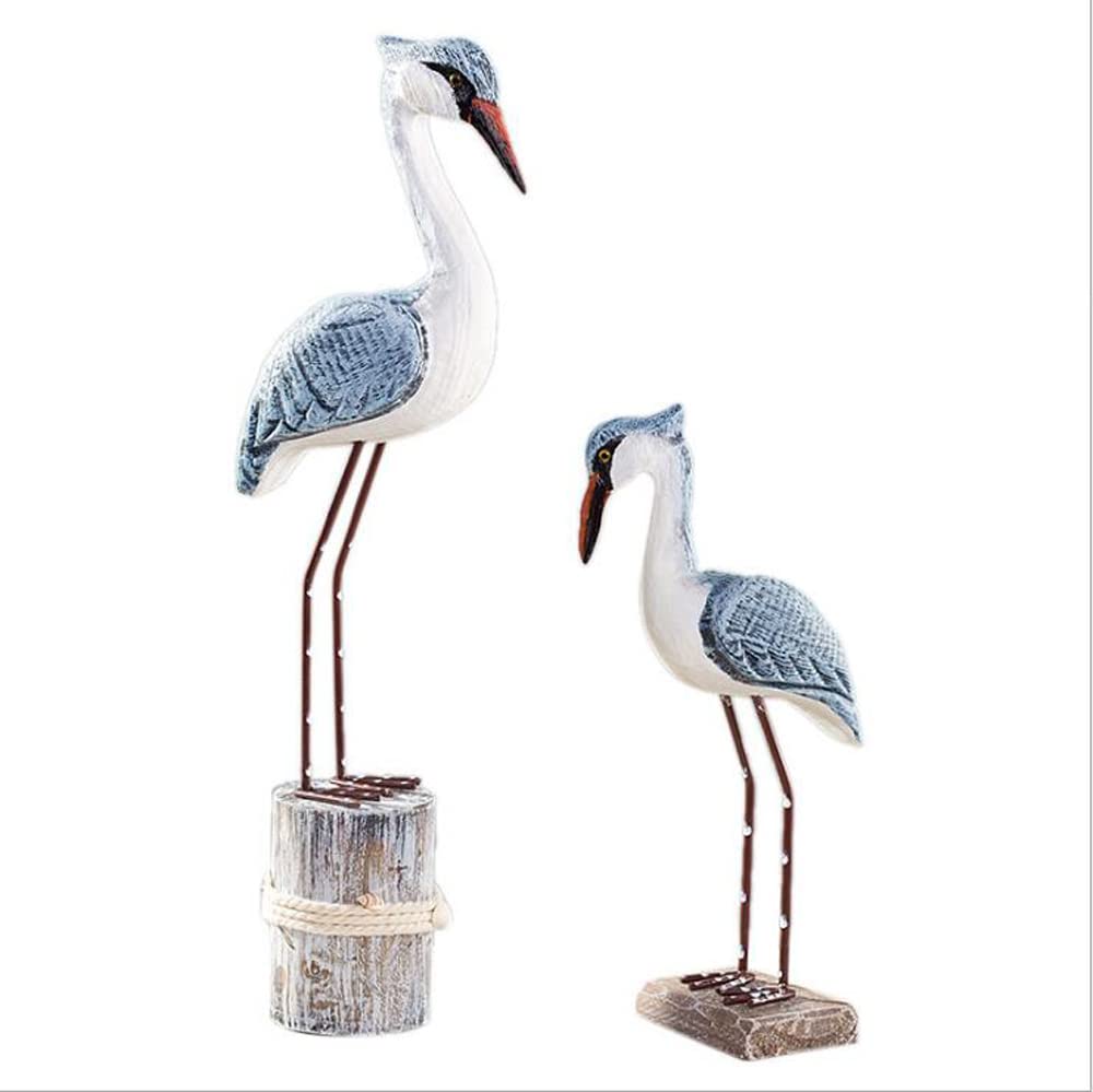 YOUUGIOR 2PCS Coastal Ocean Decor Wooden Seagull Figurine Bird Statue Home Decoration