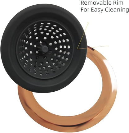 Mi hogar Silicone Sink Drain Strainer 2 Pack, 4.5” Wide Rim Stainless Steel