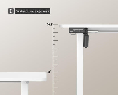 LongKe Electric Standing Desk Adjustable Height, 55x24 Inches Sit Stand up Desktop for Home Office, Ergonomic Rising Computer Table with Memory Preset, White