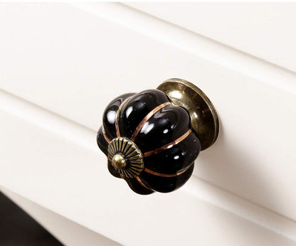 HUAMULAN 8PCS Ceramic Knobs Cabinet Drawer Pumpkin Shape Glazed Cupboard Dresser Pull Handle DIY Decor Kitchen Furniture Door Kids Room