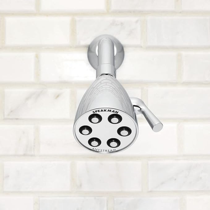 Speakman S-2252 Signature Icon Anystream Adjustable High Pressure Shower Head-2.5 GPM Solid Brass Replacement Bathroom Showerhead, Polished Chrome Finish
