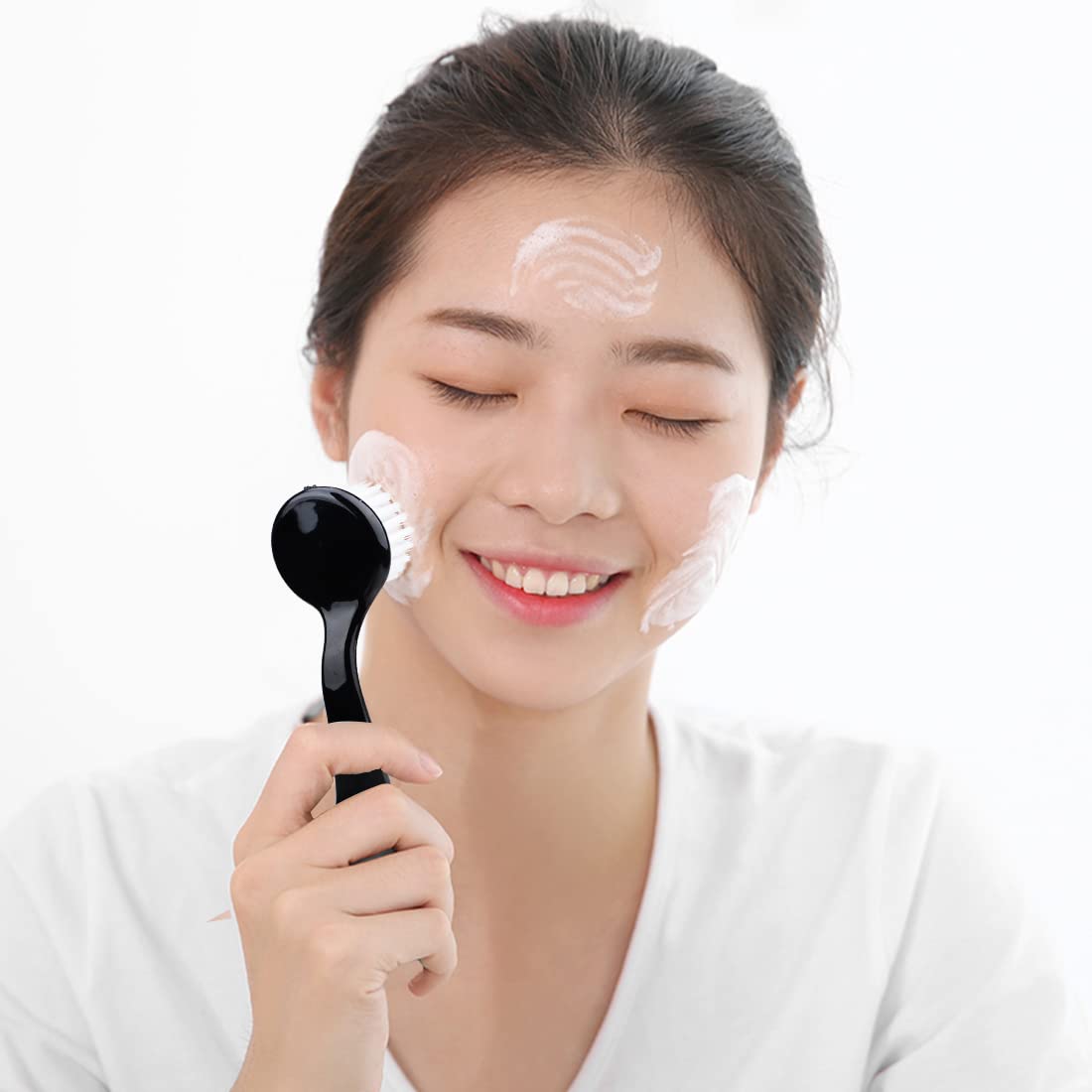4 Colors Facial Cleansing Brush, Beomeen Face Scrubber Exfoliating Brush Face Wash Scrub Exfoliator for Skin Care, Makeup Removal (Blue, Pink, Purple, Clear)