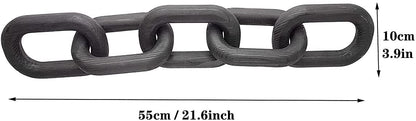 Hanlin Wood Chain Link Decor - Hand Carved Boho Decorative Wood Chain, Farmhouse Decor, Sustainable Pine, Coffee Table Decor, Shelf Decor, for Home Living Room (Black)