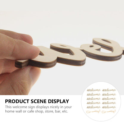 Amosfun 10pcs Welcome Wood Cutout Letters for Sign Wooden Unfinished Welcome Door Signs Decorative Wood Hanging with 10pcs Lanyard for Front Door Rustic Home Gallery Wall Decor