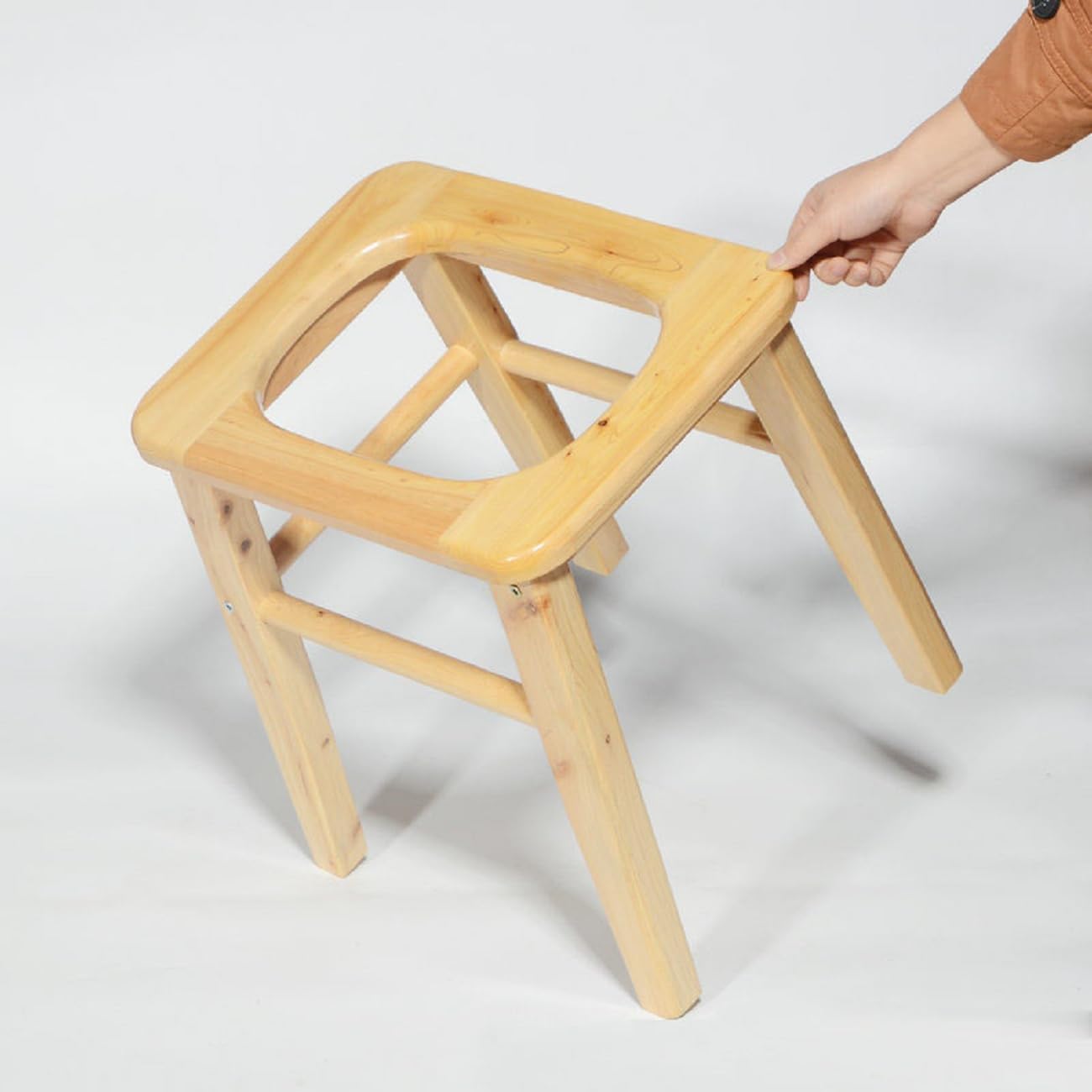 MOGUOBIN Wooden Steam Seat with Four Legs,Yoni Steam Chair,Yoni Steam Pot,Three-Dimensional Toilet,Heavy Bathroom Anti-Skid Shower Stool,Steaming Chair V Steam at Home Attachment 15.7" H (No Steamer)