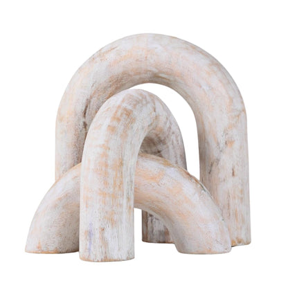 Homebia Designs Decorative Wood U Shape Set of 3 - Large - 6.5 Inch, Medium - 5 Inch, Small - 3 Inch - White Wash