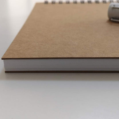 YUREE A5 Spiral Notebook Blank, 100gsm Thick Paper & Hard Kraft Cover, 60 Sheets (120 Pages), 8.35" x 5.9", Brown, 5 Pack