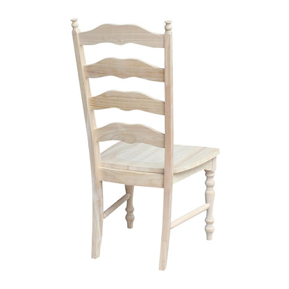 International Concepts Maine Ladderback Chairs, Solid Parawood, Unfinished (Set of 2)