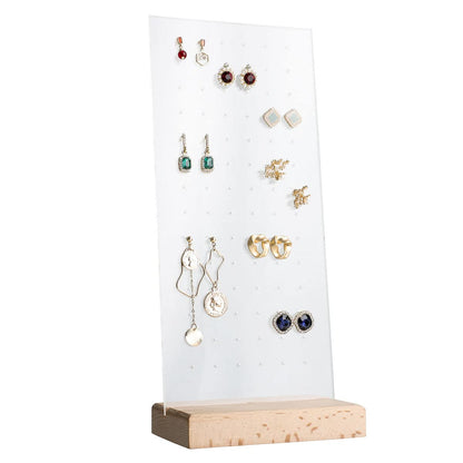 GemeShou Beech earring display for selling jewelry, wooden earring holder for studs display, small jewelry studs display board for show【Wood stand with acrylic board-Beech】
